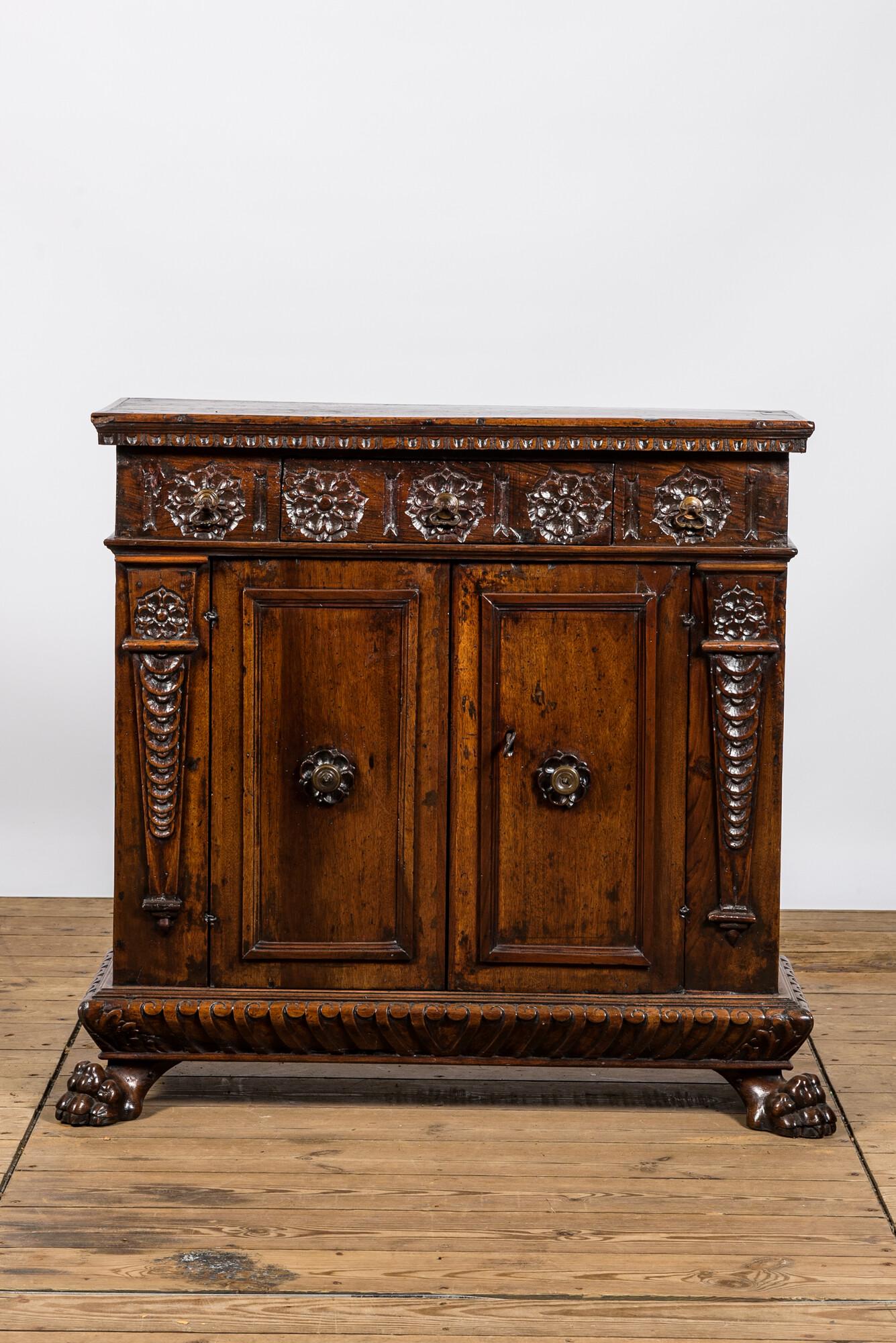 An Italian walnut two-door cabinet, 18th C. (1 of 5)