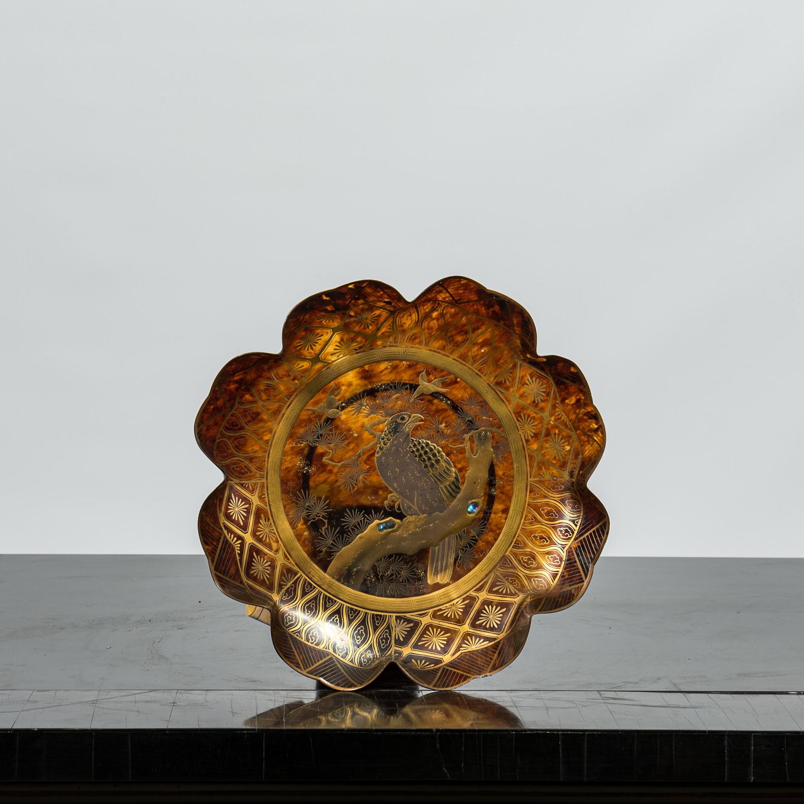 A Japanese tortoiseshell and lacquer dish, Meiji, 19th C. (1 of 3)