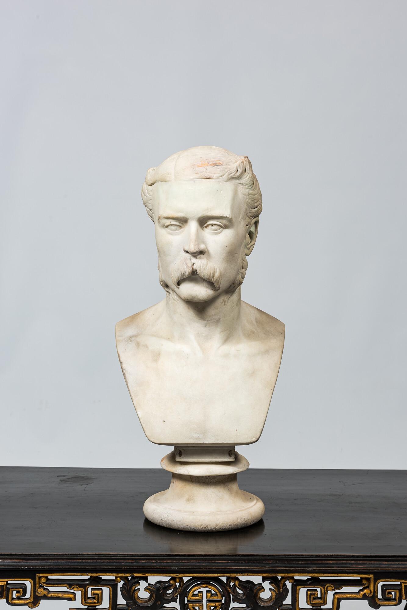 Henry Hugh Armstead (1828-1905): White marble bust of a man of standing, dated 1874 (1 of 3)