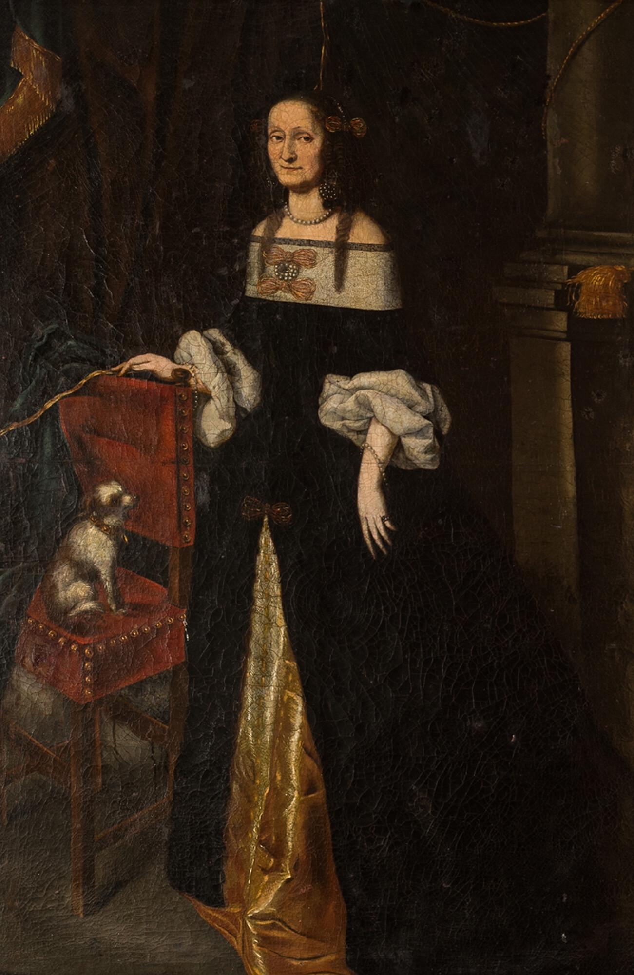 Jürgen Ovens (1623-1678), attributed to: 'Lady with Papillon dog', oil on canvas (1 of 4)