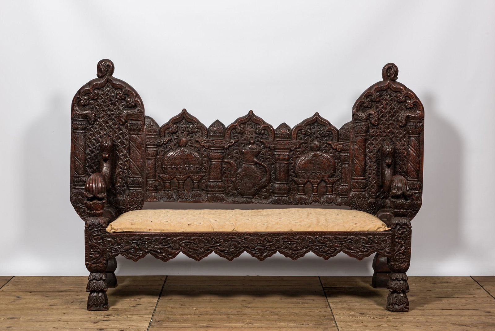An Indian hardwood sofa, ca. 1900 (1 of 4)