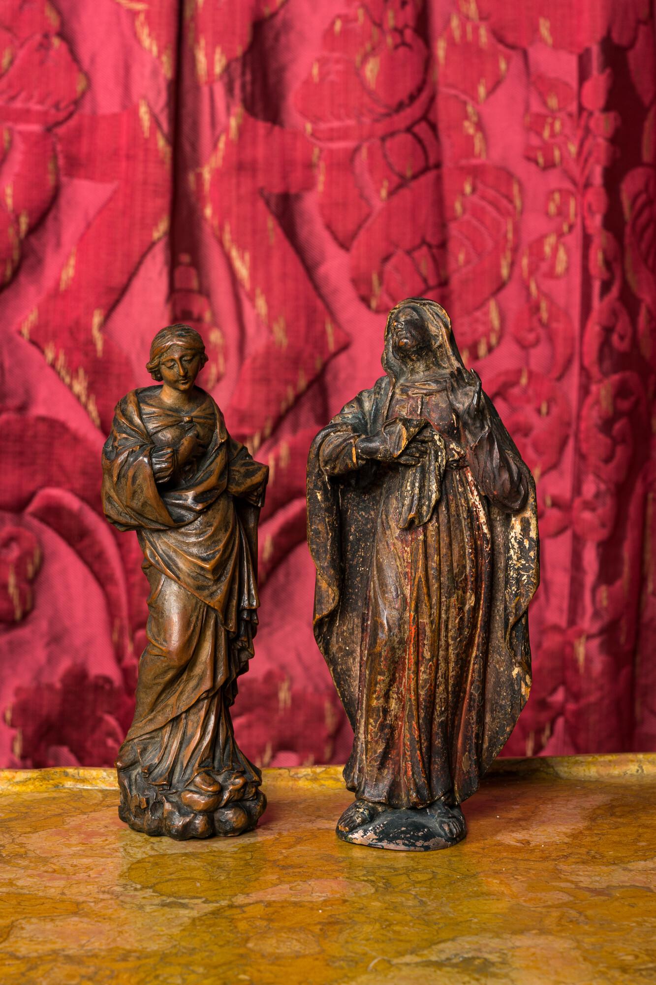 Two wooden sculptures of Veronica and Mary, 17/18th C. (1 of 3)