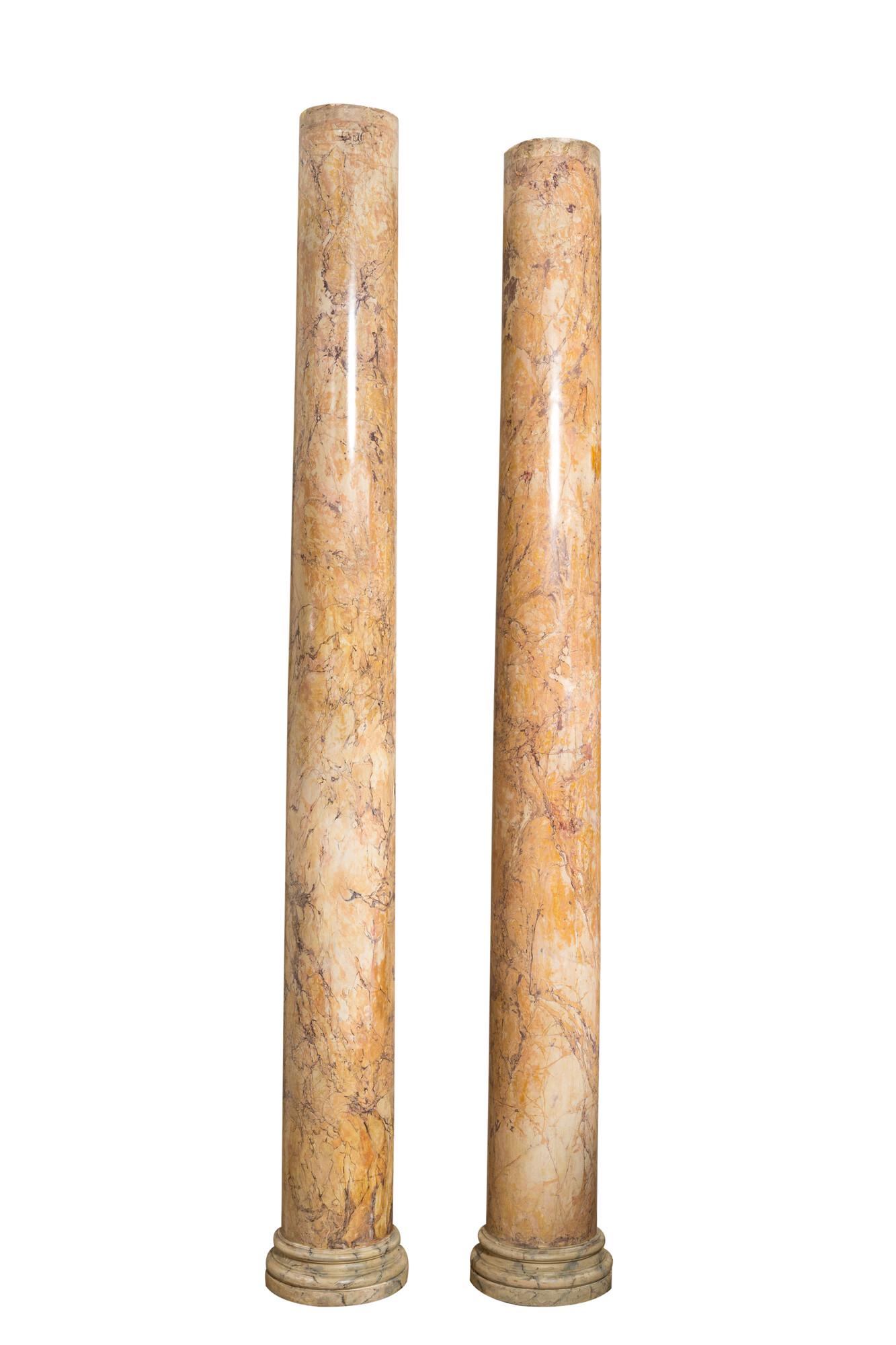 A pair of large faux marble scagliola columns, probably 19th C. (1 of 3)