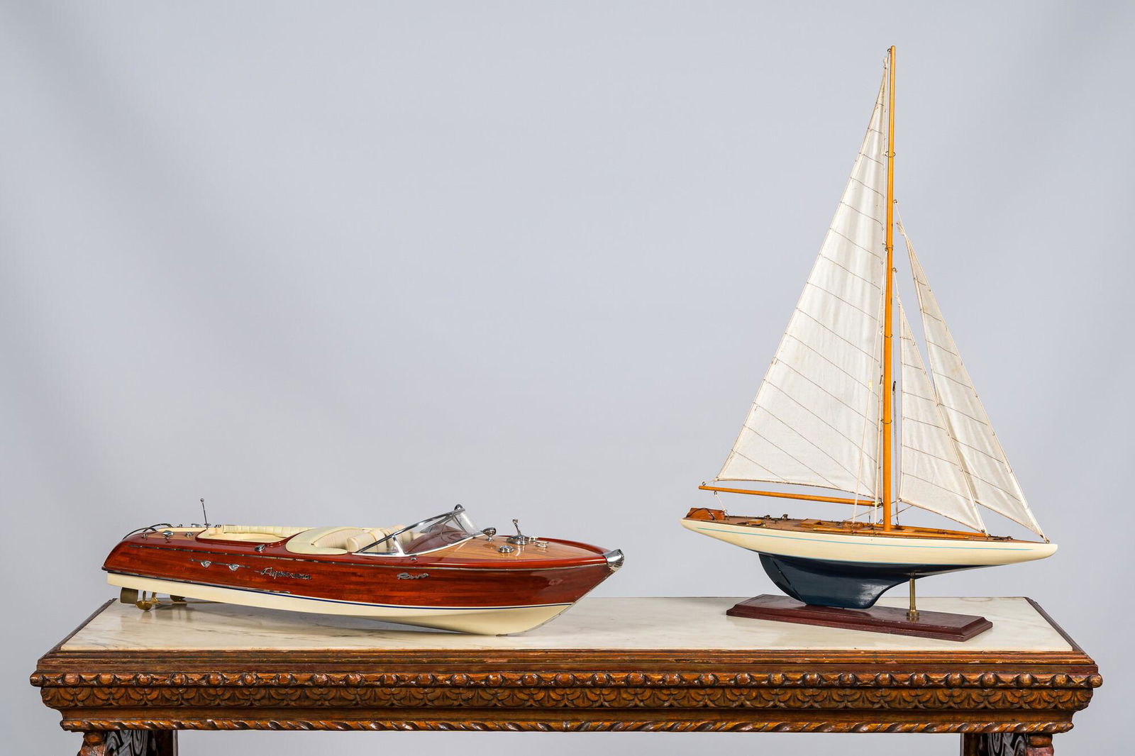 Two models of a boat, 20th C. (1 of 3)