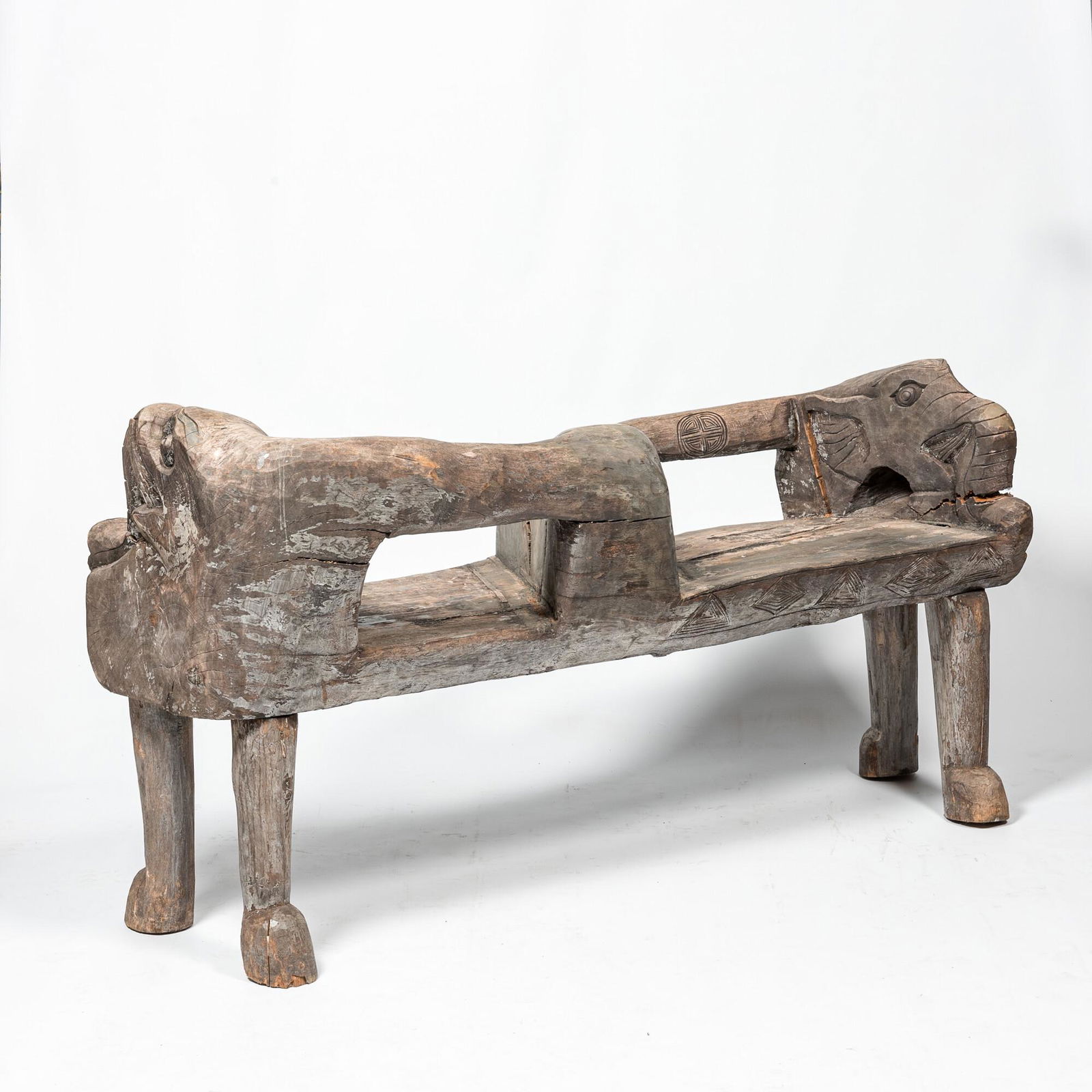A most probably Indian wooden garden bench, 20th C. (1 of 2)