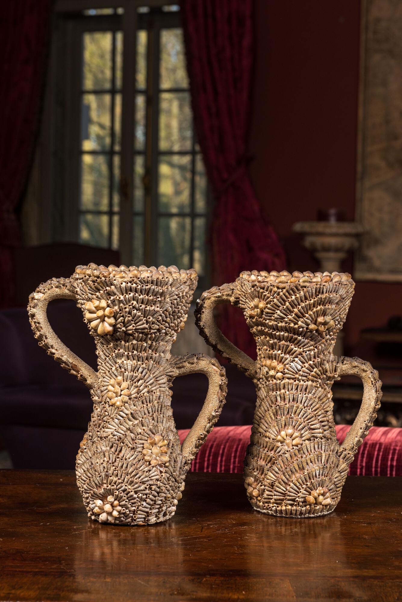 A pair of shell cups, Vallauris, France, 20th C; (1 of 3)