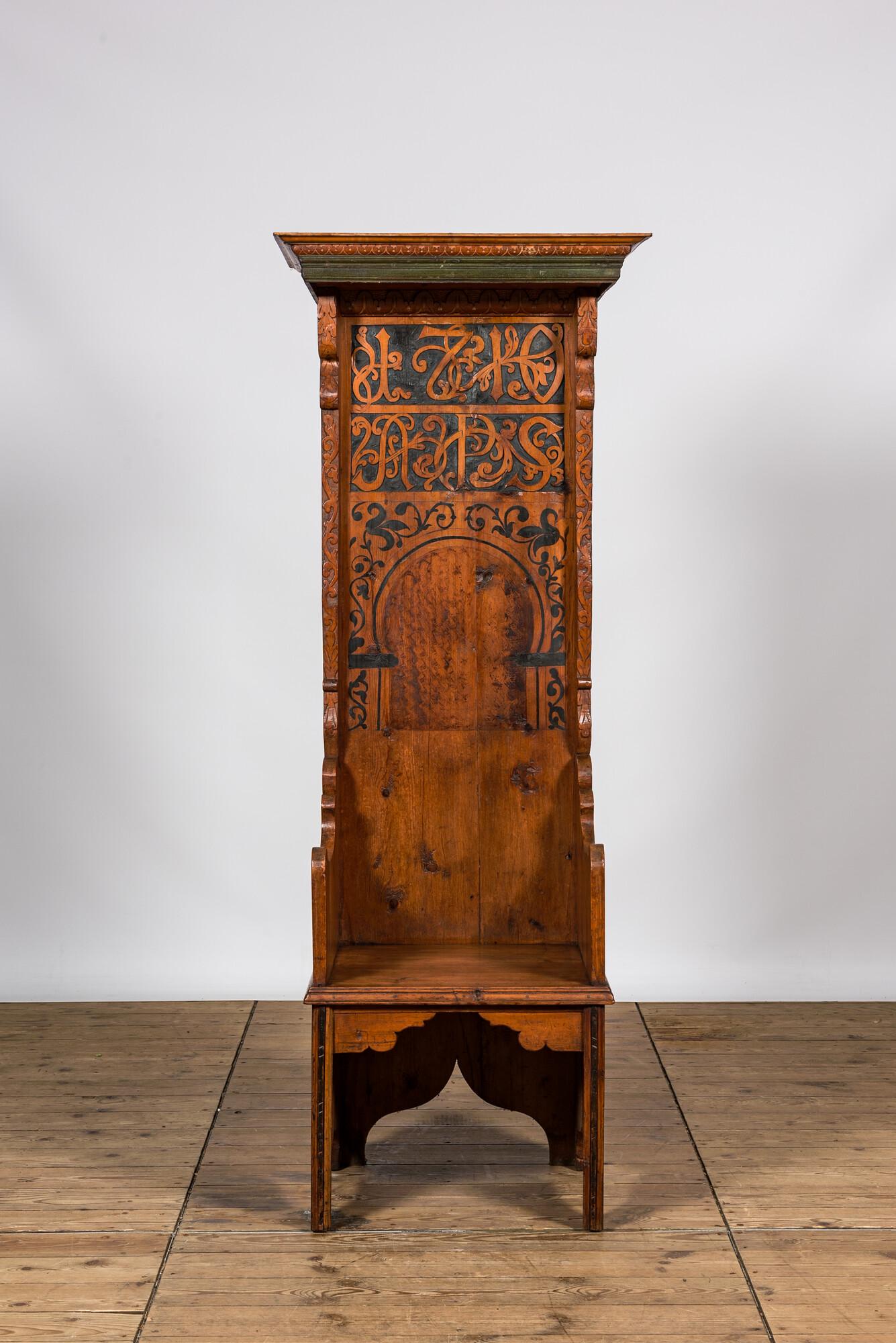 An interesting orientalist wooden throne, Southern Europe, early 20th C. (1 of 3)