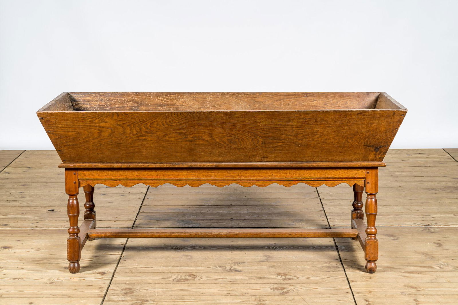 A wooden trough on base, early 20th C. (1 of 2)
