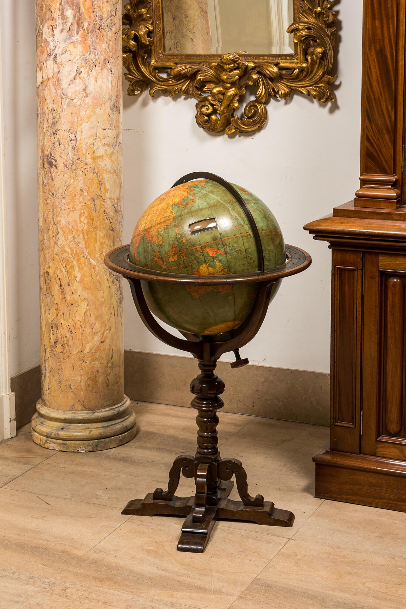 A large American terrestrial library globe with walnut stand, Williams-Pridham/ W & A.K. Johnston (1 of 9)