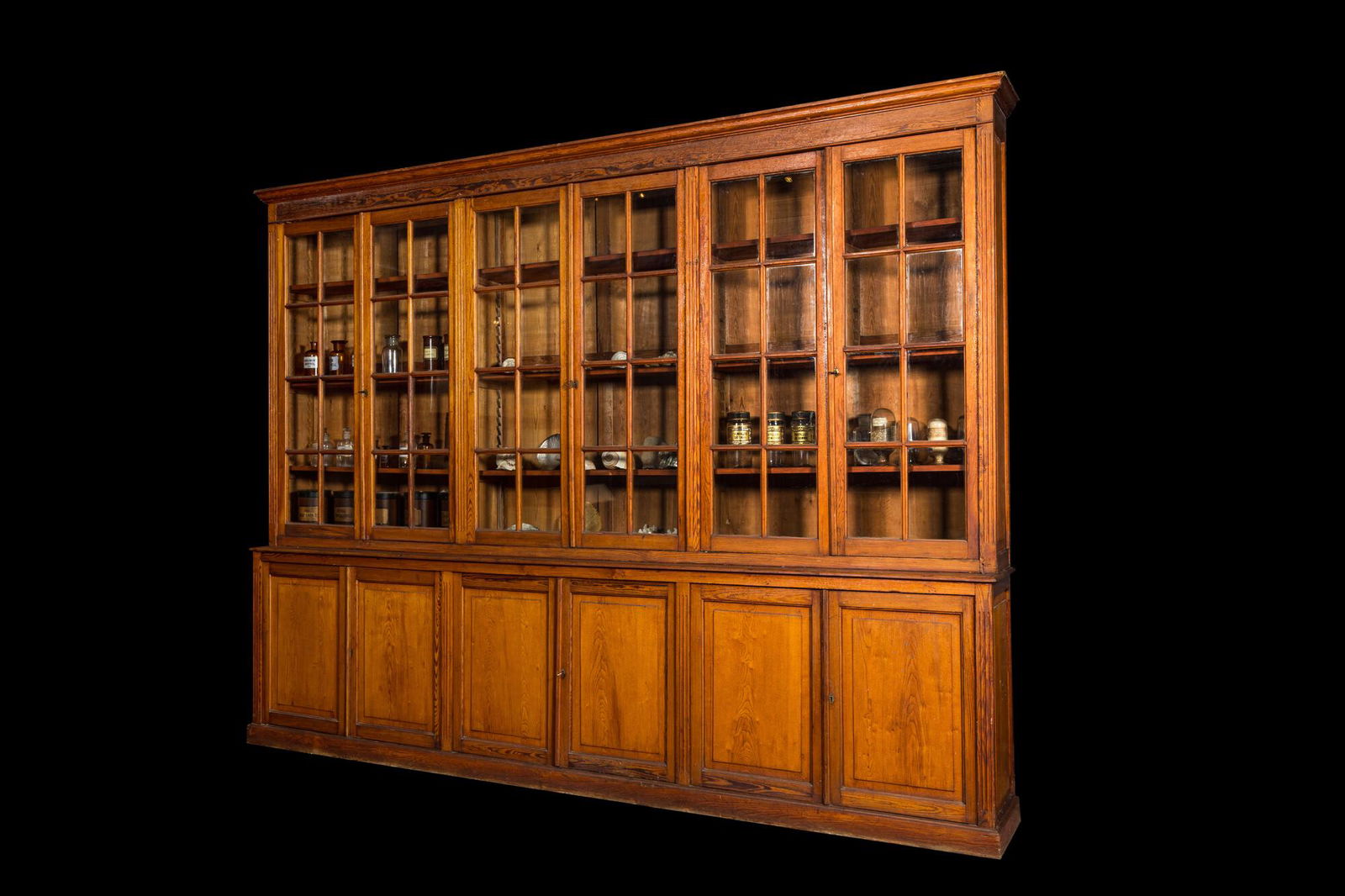 A large pitch pine library, 20th C. (1 of 3)