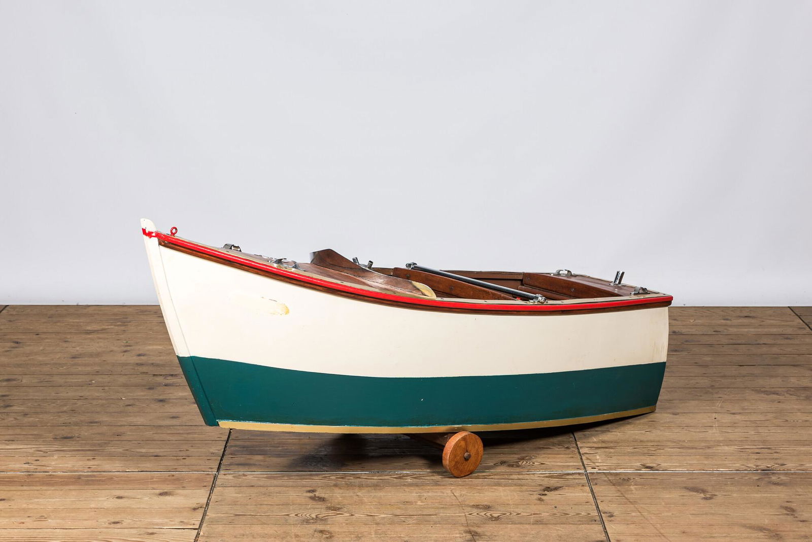 A polychrome wooden and metal funfair mill pleasure yacht, 20th C. (1 of 3)