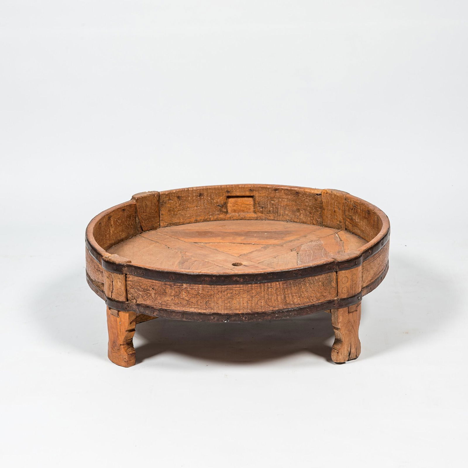 A fragment of a wooden barrel mounted as a base for a table, 19/20th C (1 of 2)