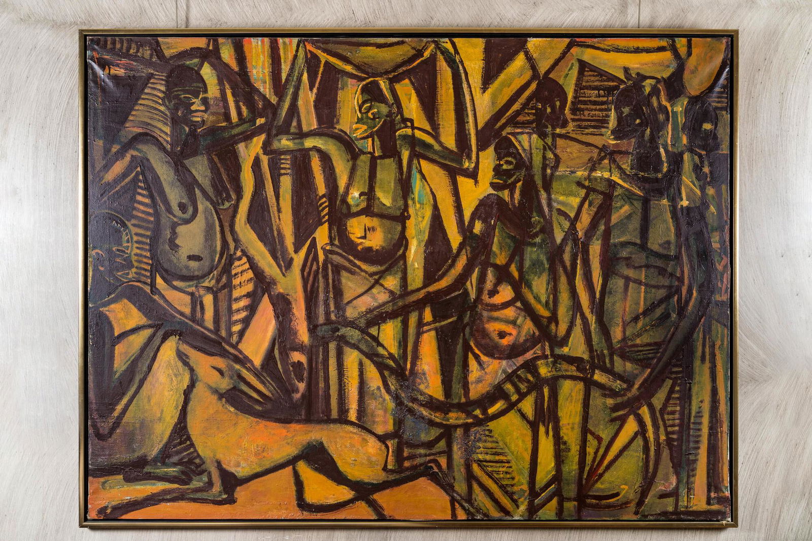 Floris Jespers (1889-1965): 'African market', oil on canvas of large size (1 of 12)