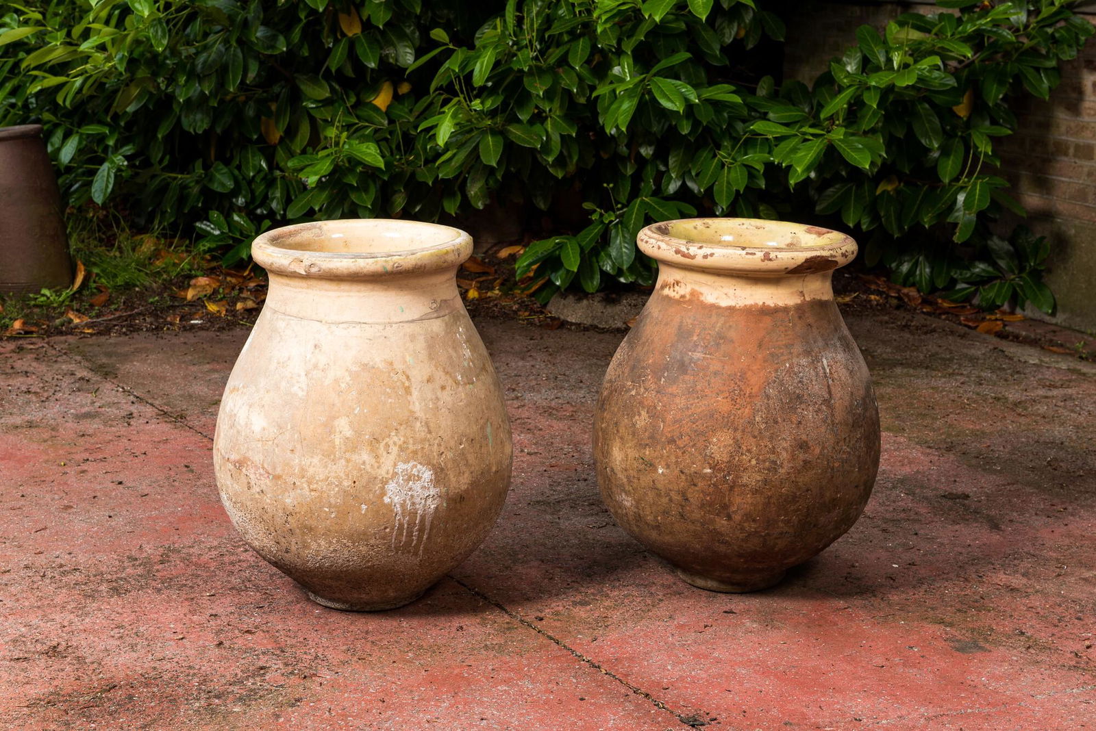 Two French partly glazed terracotta jars, one marked Antoine Rissy, 19/20th C. (1 of 4)