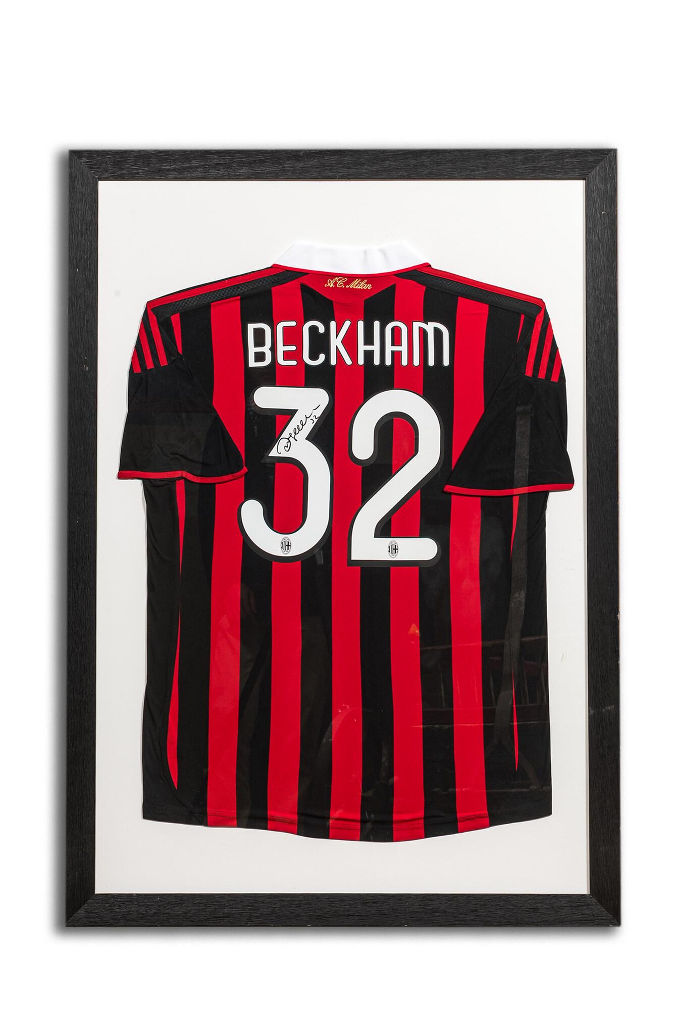 A framed and A.C. Milan football jersey signed by David Beckham (1 of 7)