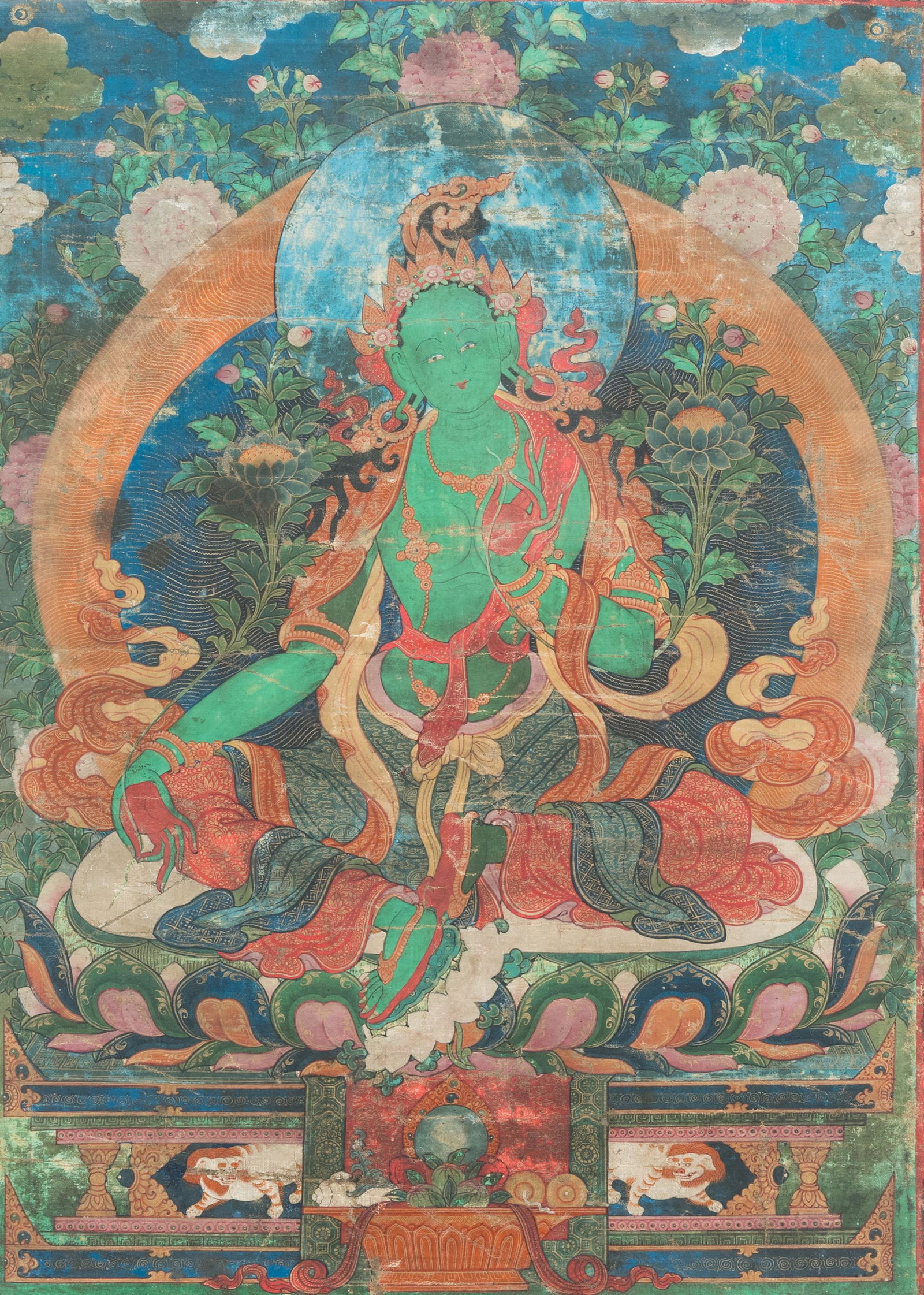 A thangka depicting Green Tara, Tibet, 17th C. (1 of 5)