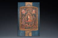 A thangka depicting Bhaisajyaguru, Tibet, 15/16th C.