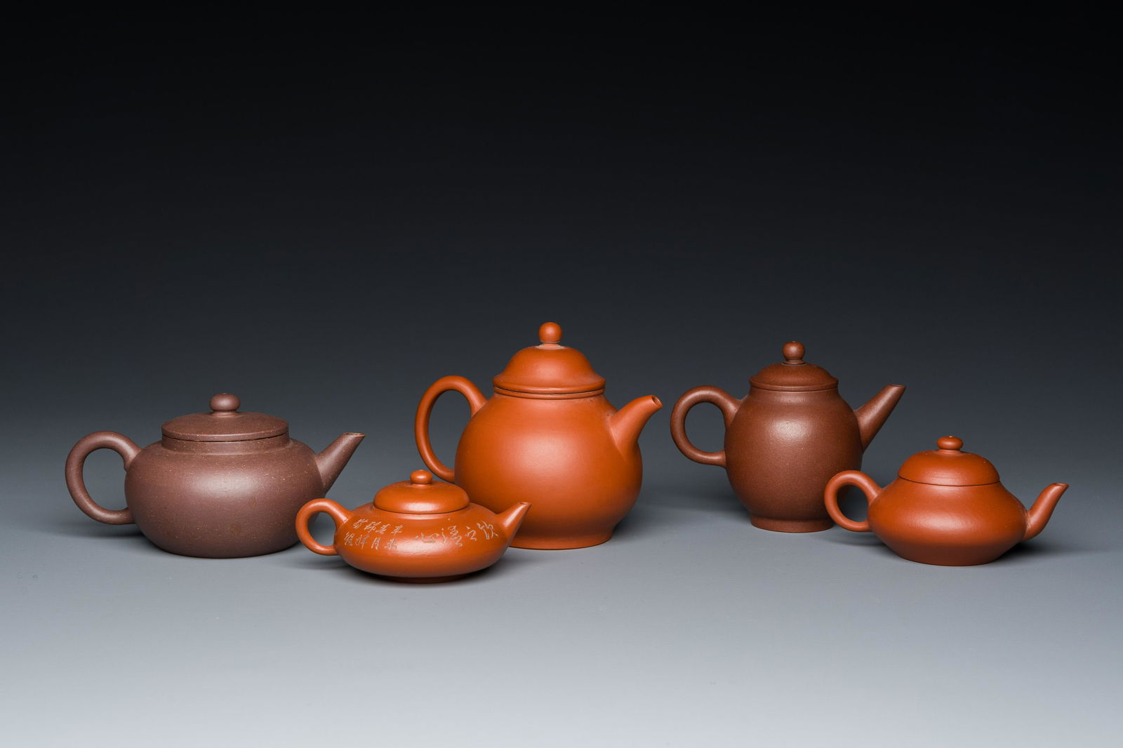 Five Chinese Yixing stoneware teapots and covers, Republic (1 of 7)