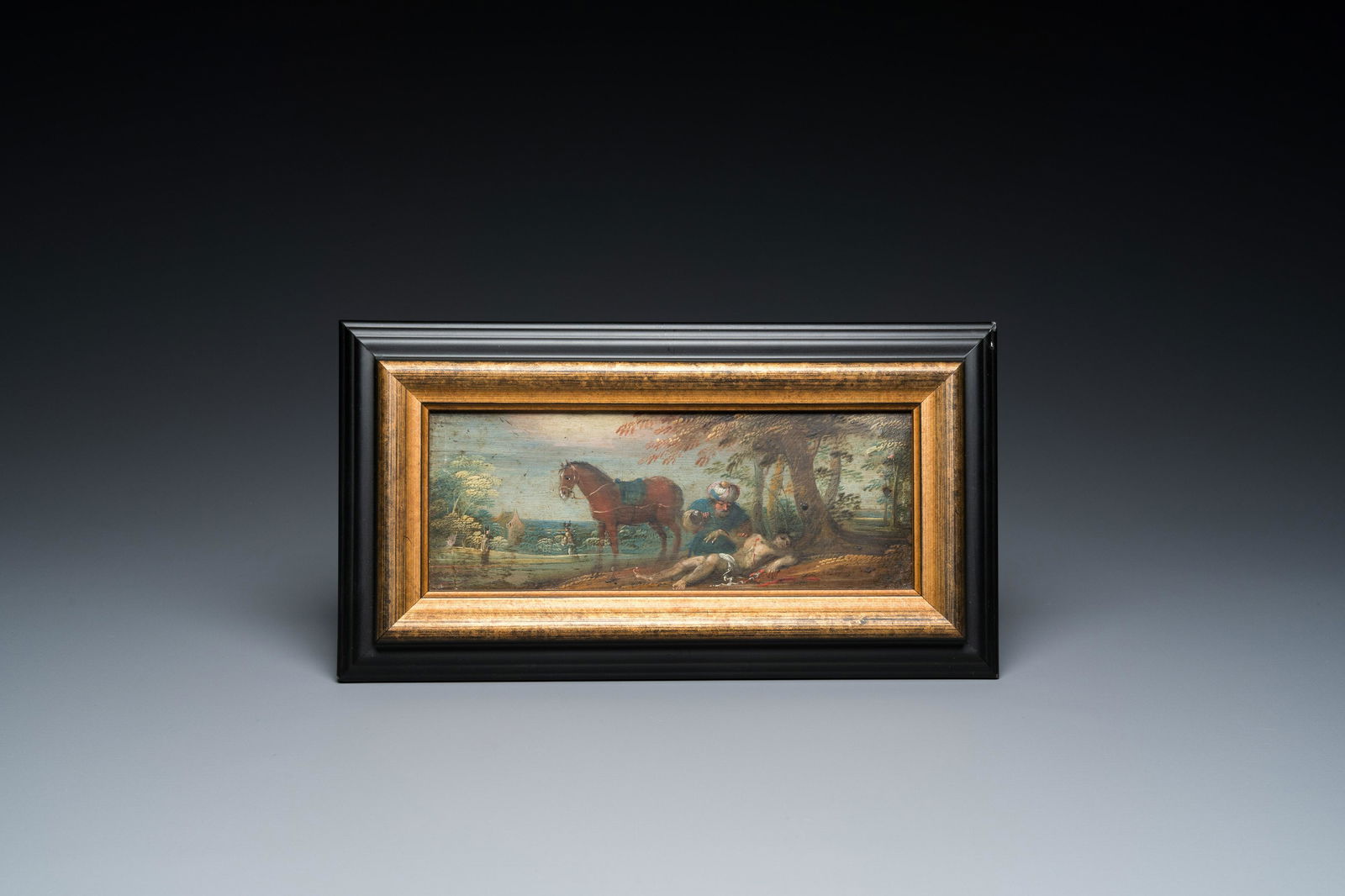 Flemish school, 17th C.: 'The Good Samaritan', oil on copper (1 of 3)