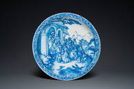 An exceptional blue and white 'Adoration of the Magi' dish, Verstraeten workshop, Haarlem, ca.