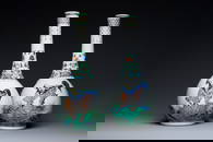 A pair of large Chinese famille verte 'mythic animals' vases, Kangxi