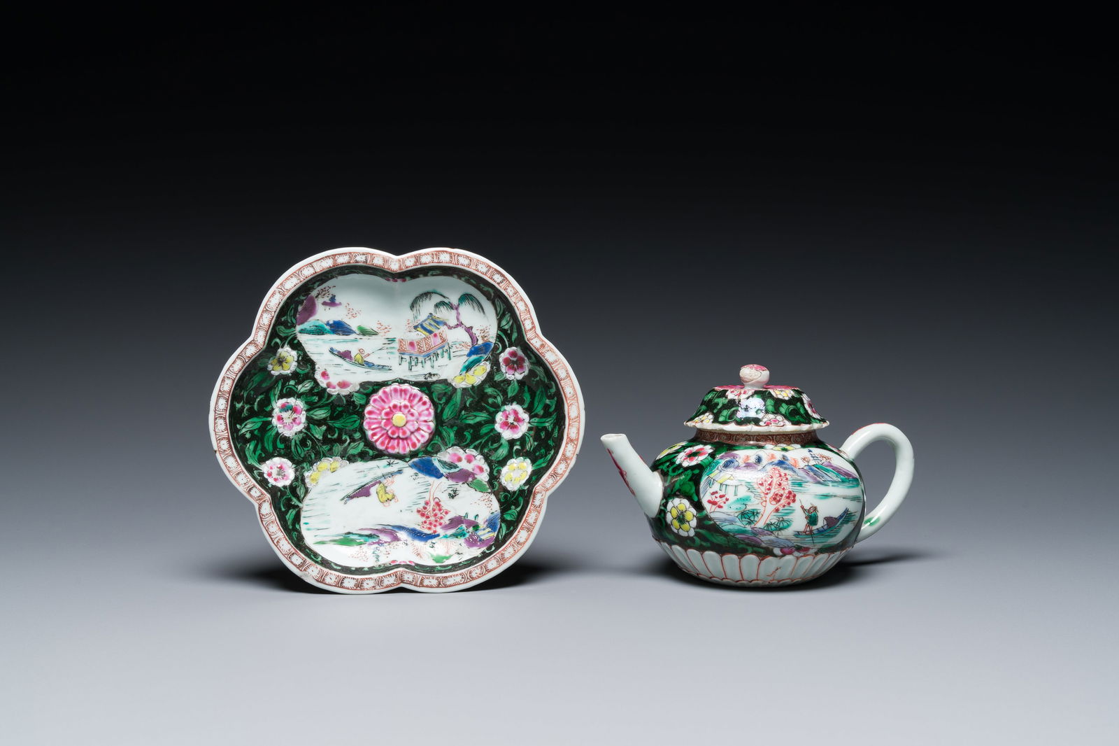 A Chinese famille rose teapot and cover on stand, Yongzheng (1 of 9)