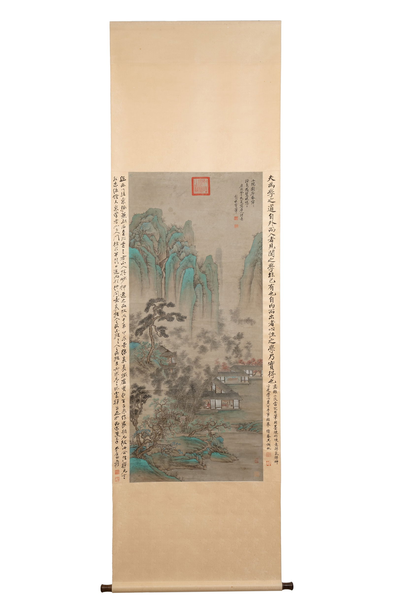 Follower of Wang Hui (1632-1717): 'Landscape', ink and colour on silk, dated 1713: Follower of Wang Hui (1632-1717): 'Landscape', ink and colour on silk, dated 1713 Dim.: 244 x 82,5 cm (the scroll) Dim.: 132,5 x 57,5 cm (the work)