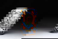 A very large and fine Italian maiolica albarello with two male portrait busts, workshop of Maestro D