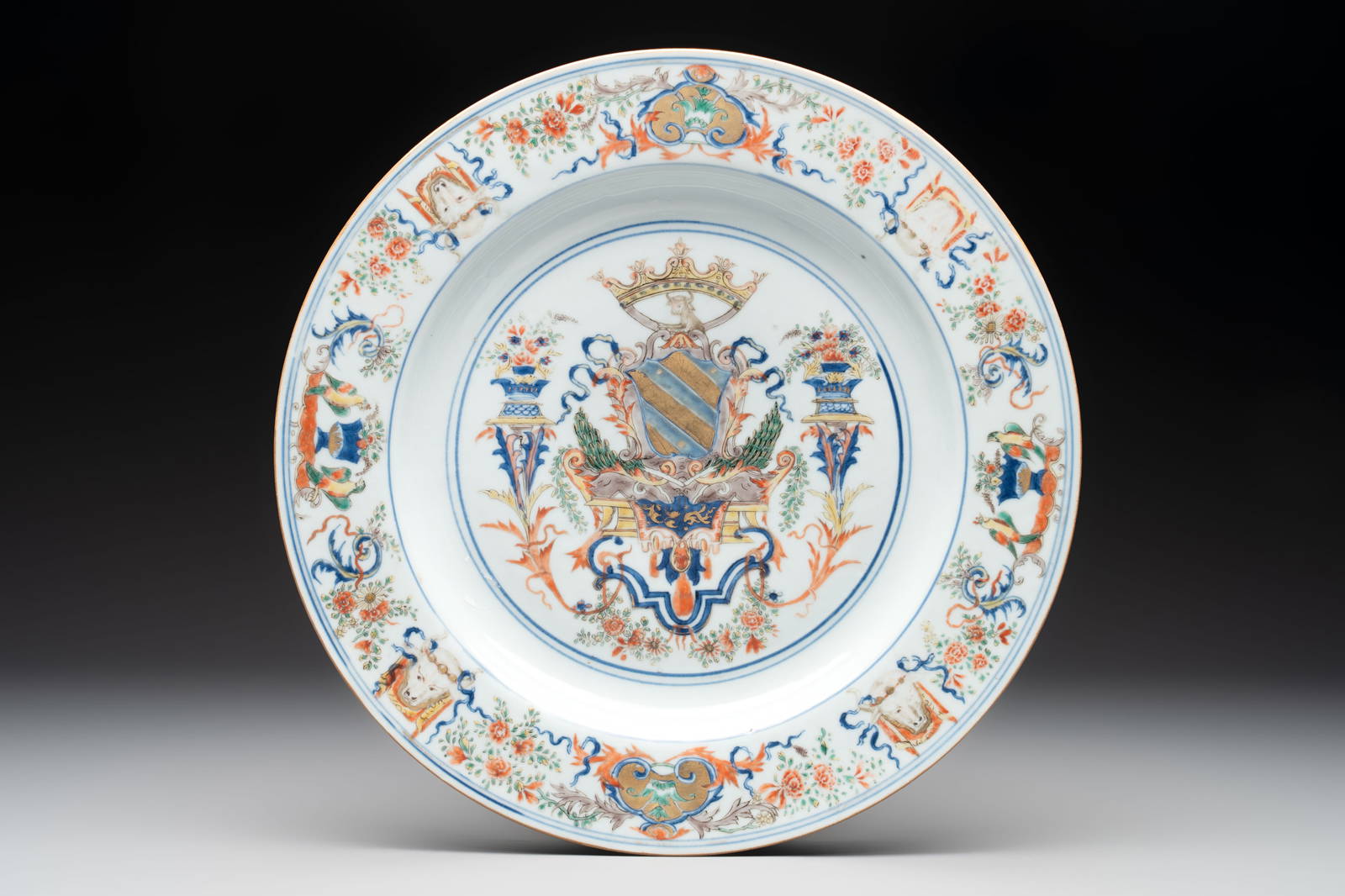 A Chinese verte-Imari armorial dish with the arms of Ataide for the Portuguese market, Kangxi, ca.