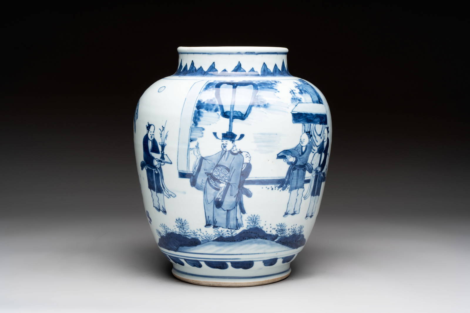A Chinese blue and white 'Lian Sheng San Ji' vase, Transitional period