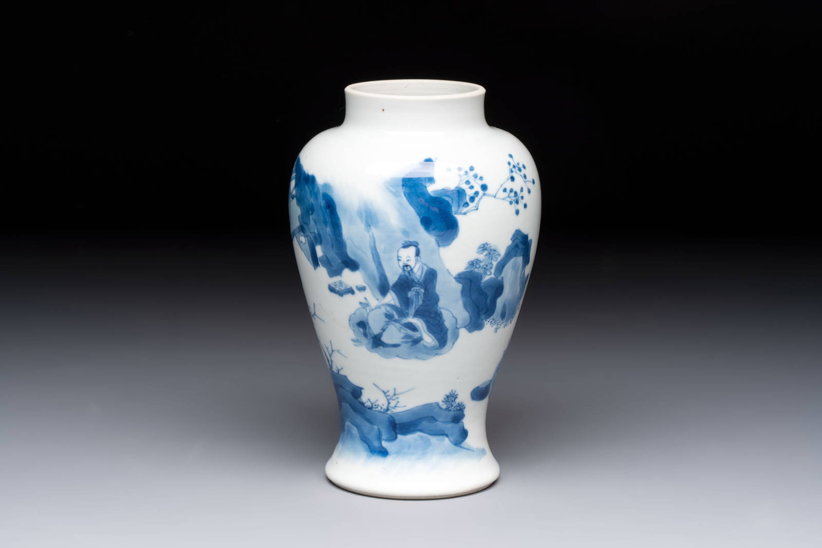 A fine Chinese blue and white 'Tao Yuanming' vase, Chenghua mark, Kangxi