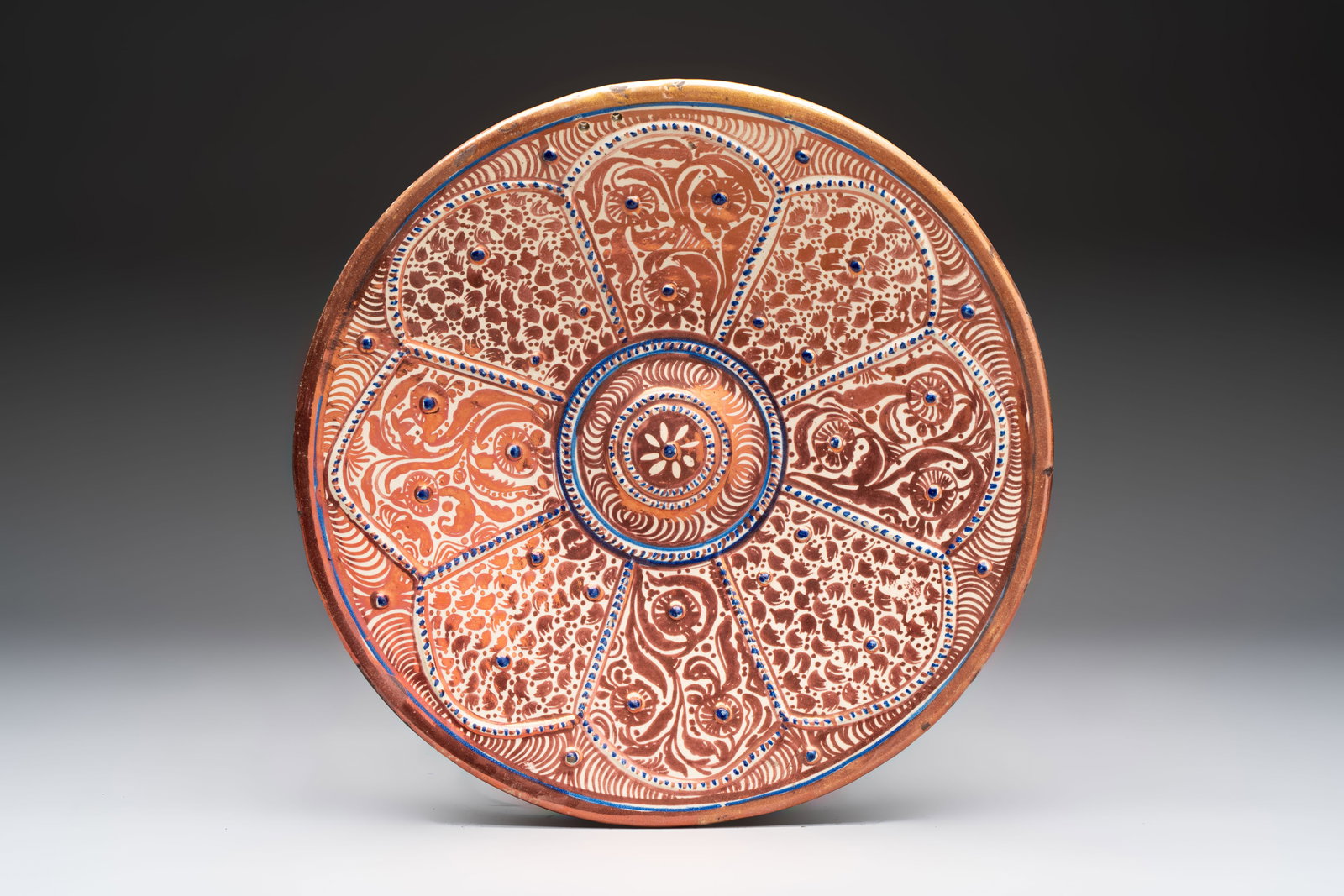 A Hispano-Moresque lustre-glazed dish, Spain, 19/20th C. (1 of 2)