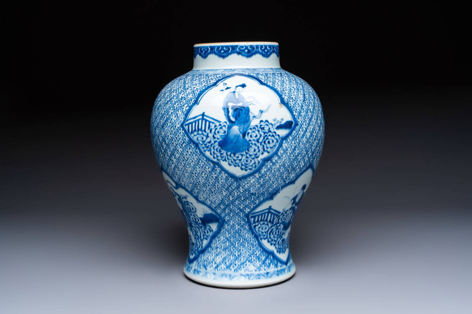 A Chinese blue and white 'Eight Immortals' vase, Kangxi