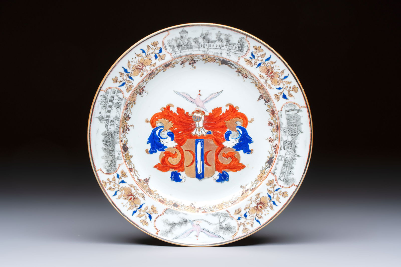 A Chinese armorial plate with the arms of Valckenier of Amsterdam for the Dutch market, Qianlong, (1 of 2)