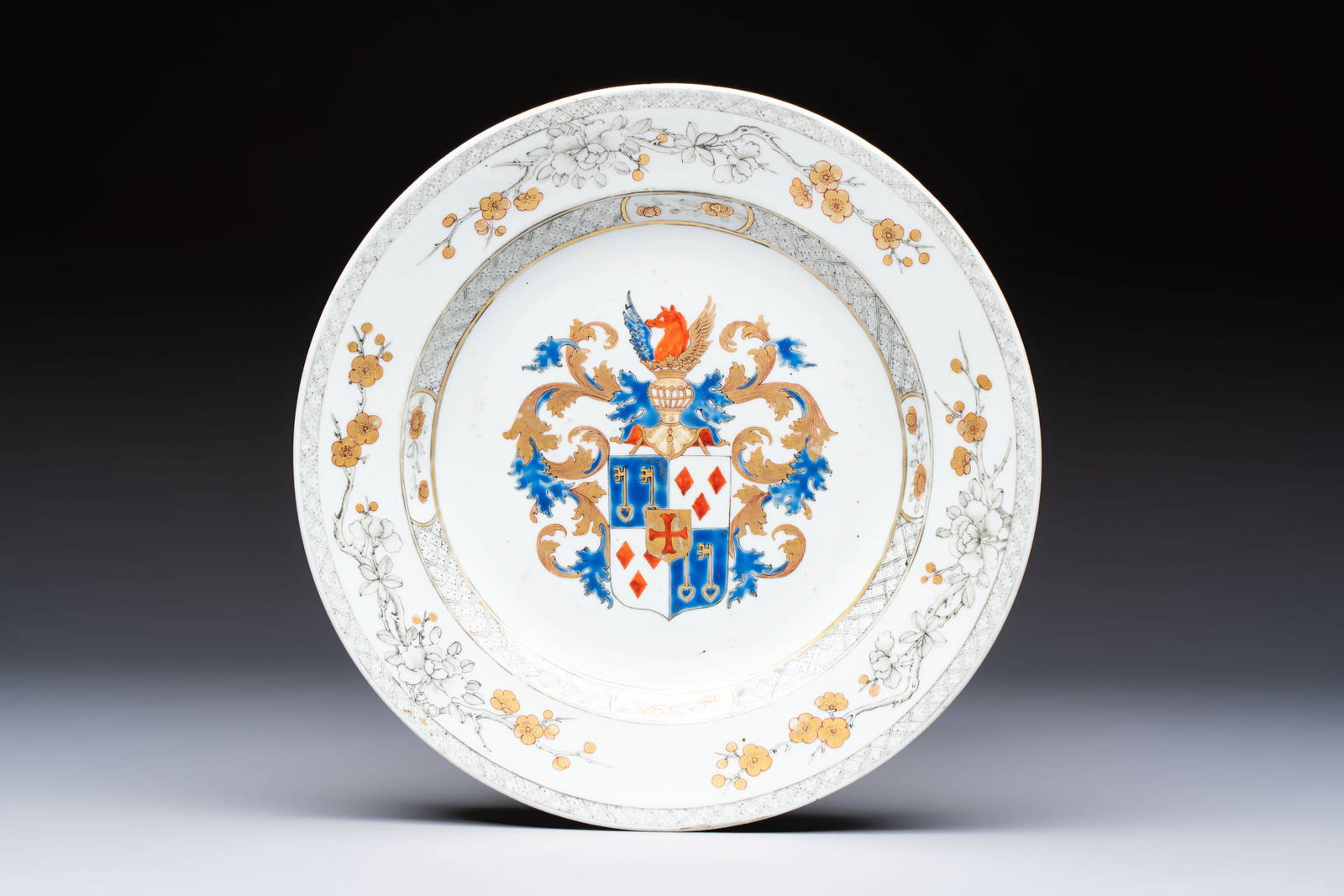 A Chinese armorial plate with the arms of Van Reverhorst for the Dutch market, Qianlong, ca. 1743-45