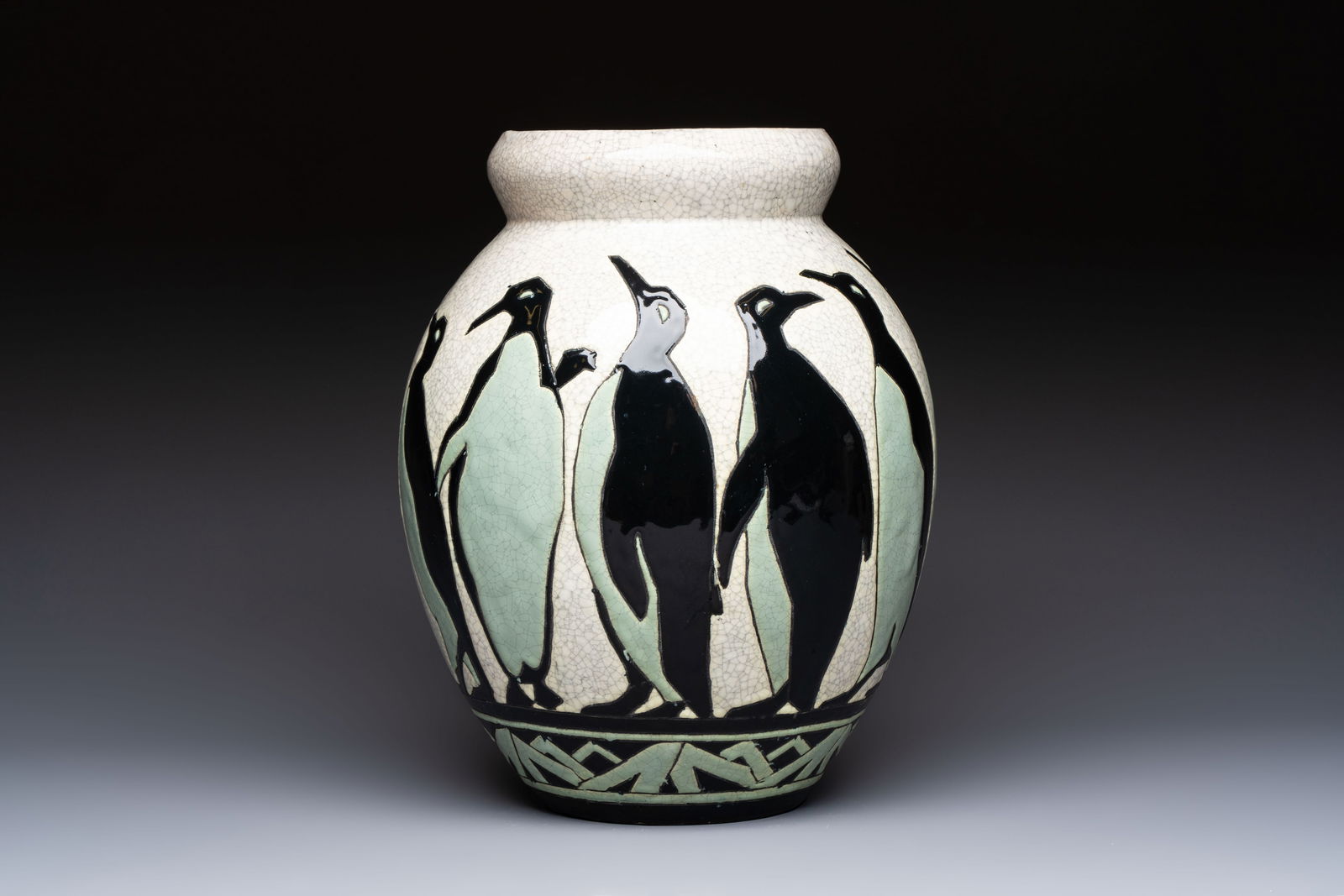 A fine Charles Catteau for Boch Keramis 'Penguin' vase, early 20th C. (1 of 6)