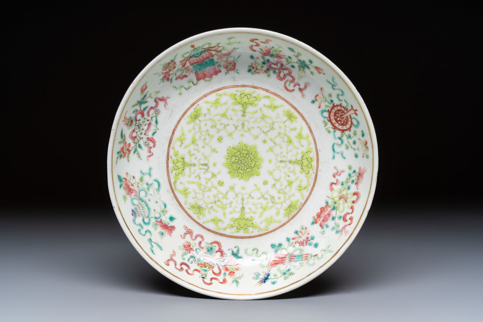 A Chinese famille rose 'Bajixiang' plate, Tongzhi mark and of the period (1 of 2)
