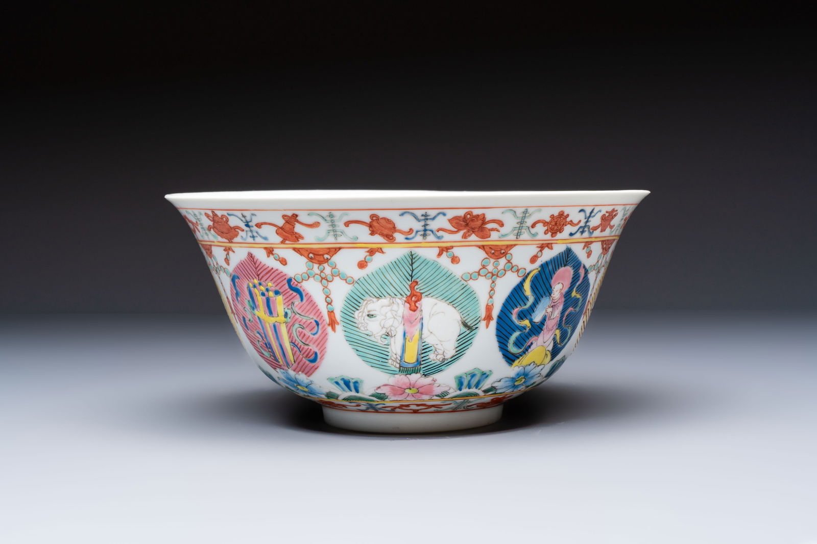 A Chinese famille rose 'Baragon Tumed' bowl, Baragon Tumed mark, Republic (1 of 6)