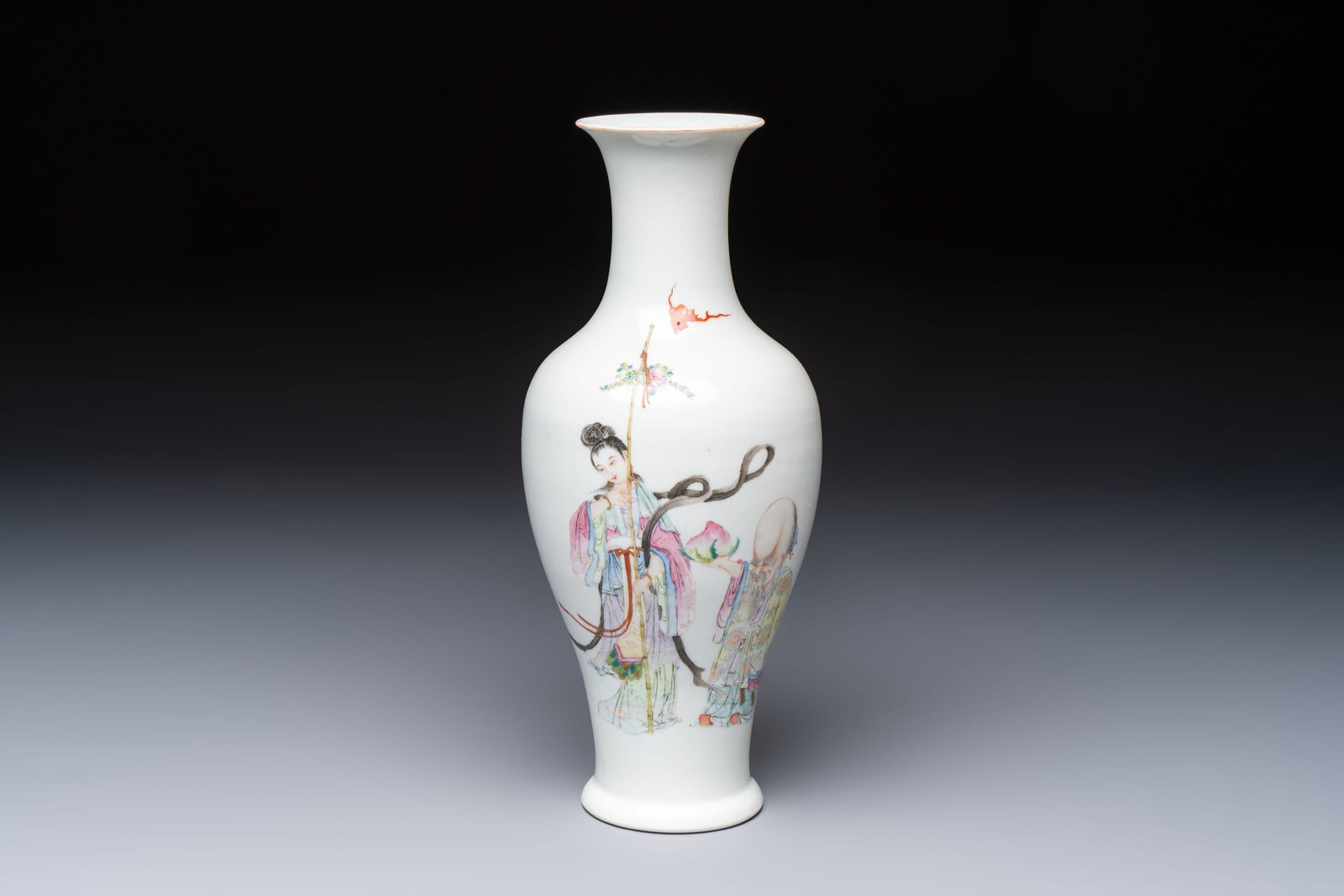 A Chinese famille rose 'Magu and Shoulao' vase, Shen De Tang Zhi mark, Republic (1 of 7)