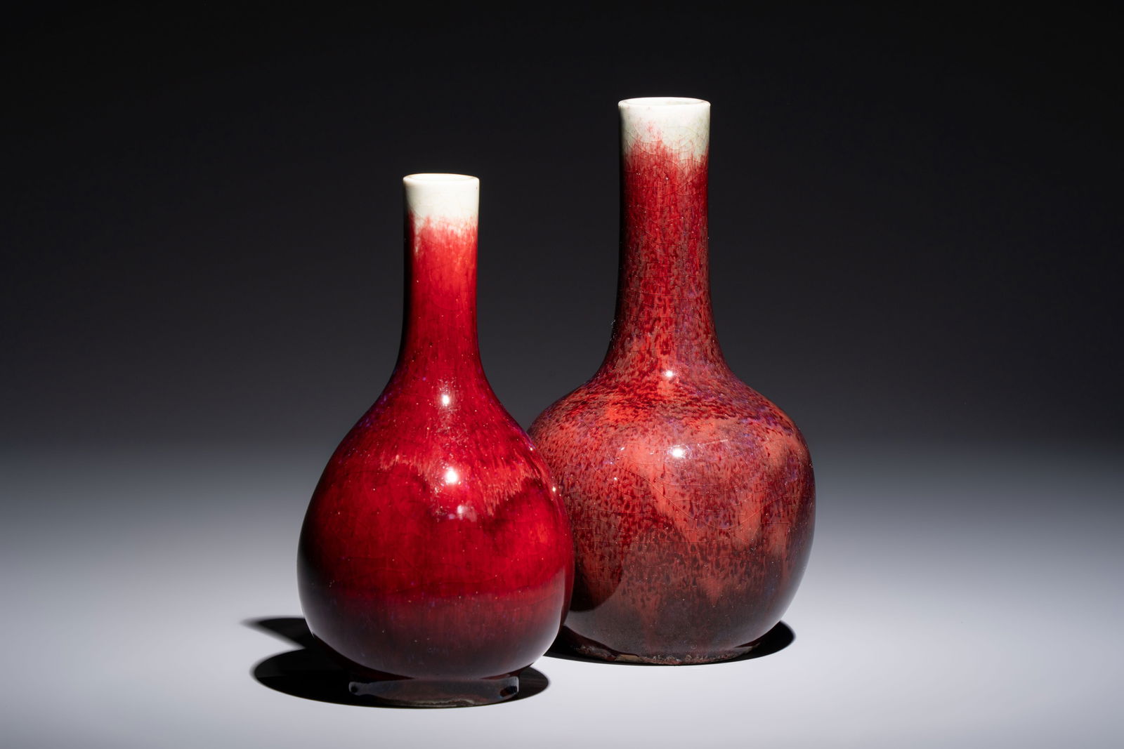 Two Chinese flambé-glazed bottle vases, 19th C. (1 of 7)