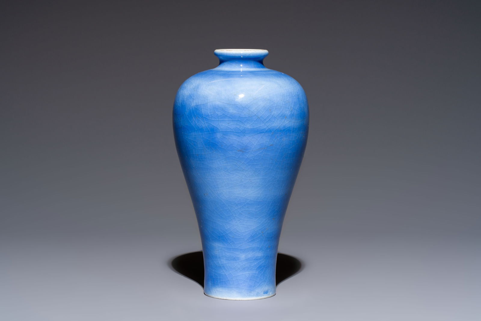 A Chinese claire-de-lune 'Meiping' vase, Zhu Junfu Zao mark, 19/20th C. (1 of 6)