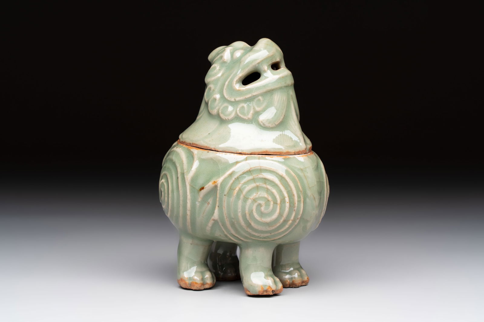 A fine Chinese Longquan celadon 'Luduan' censer, Ming (1 of 7)