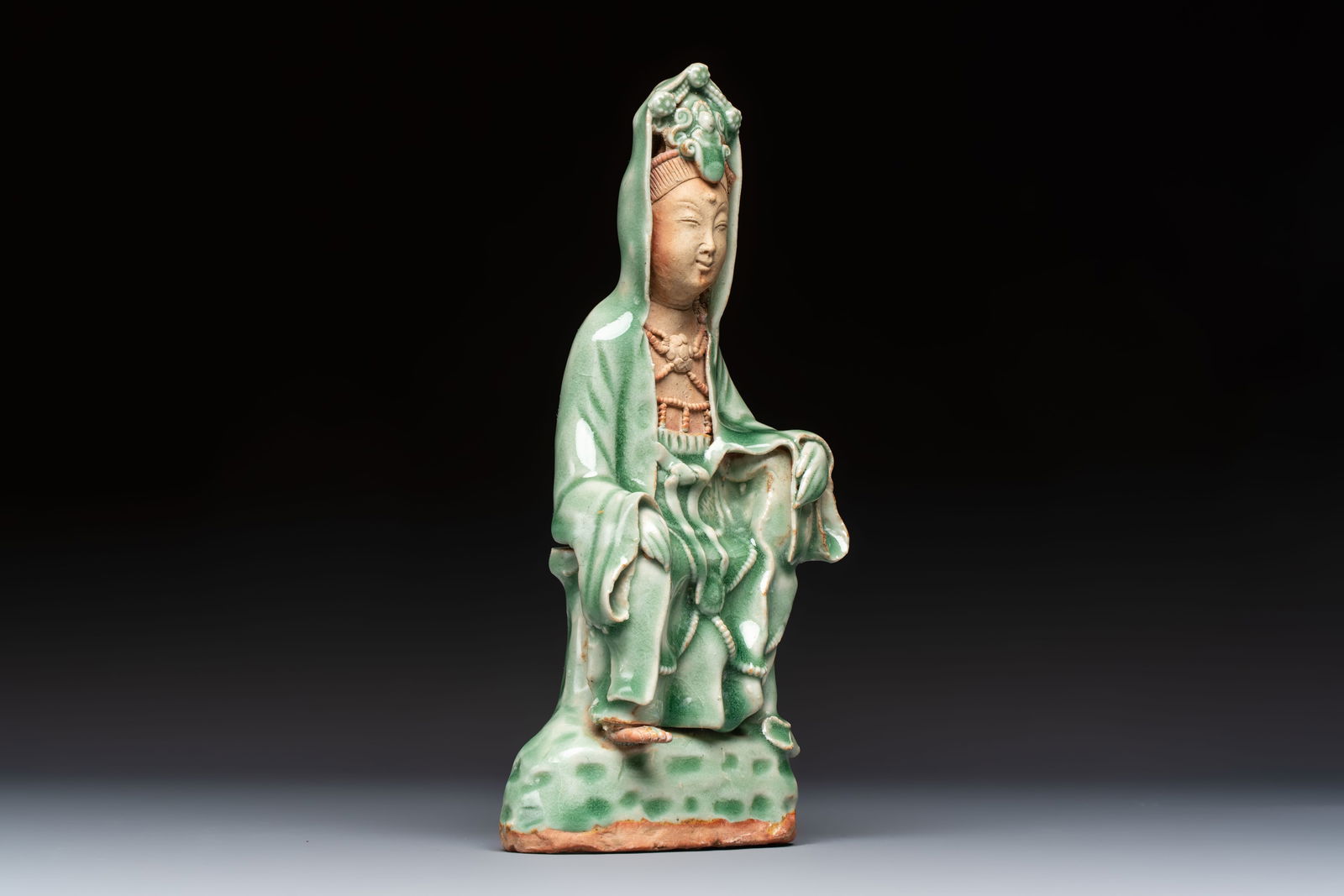 A Chinese Longquan celadon Guanyin, Republic (1 of 7)