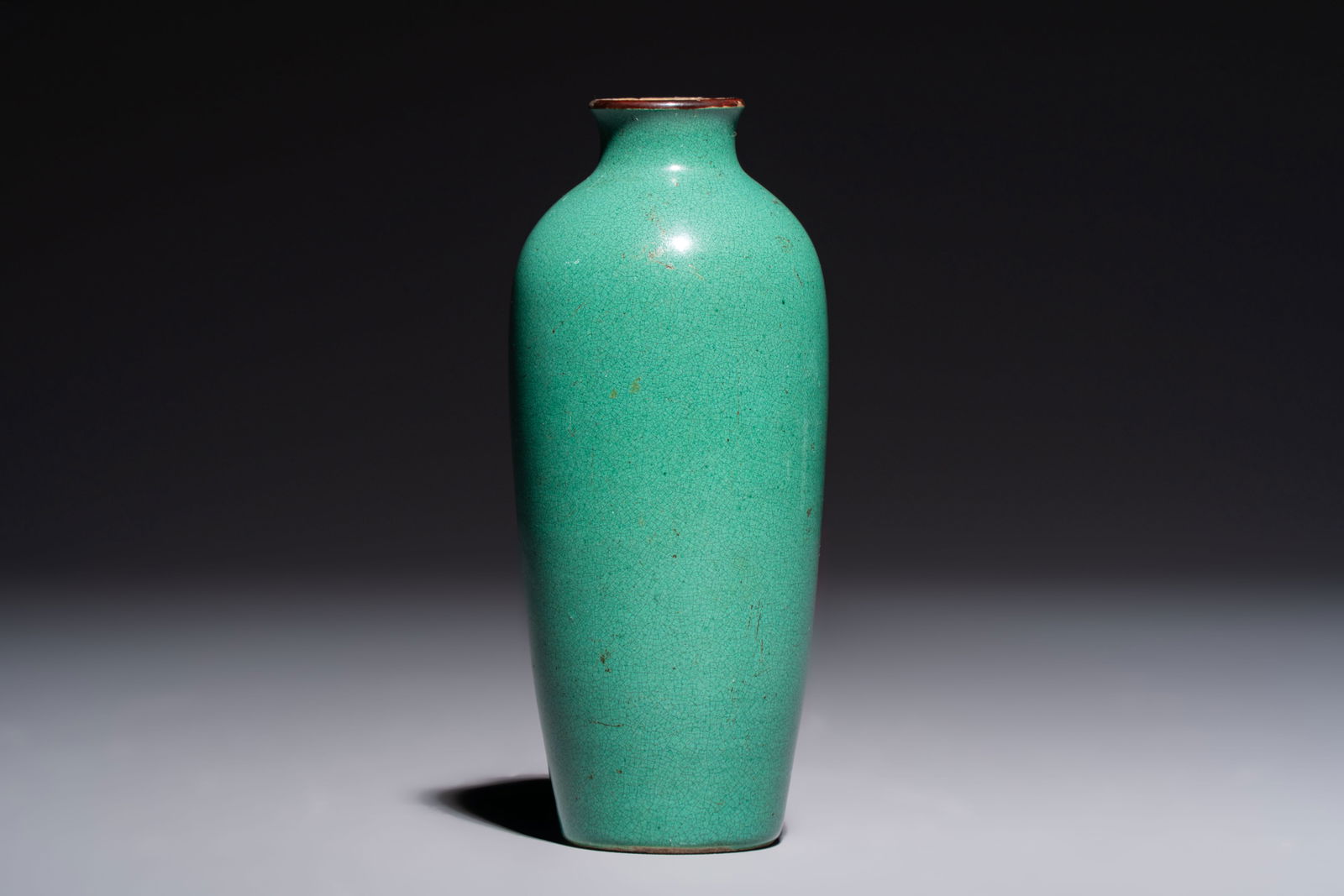 A Chinese Swatow green-glazed vase, 19th C. (1 of 6)