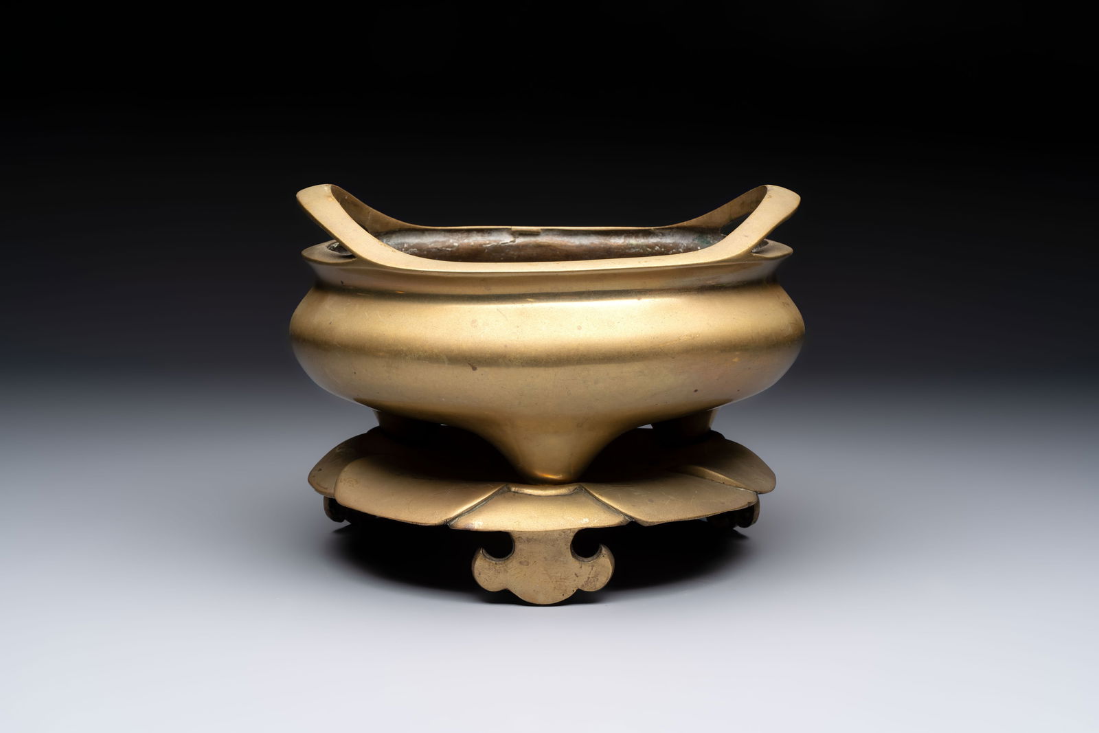 A large Chinese bronze tripod censer and stand, Wu Chen Mi Sheng Tang mark, dated 1868 (1 of 6)