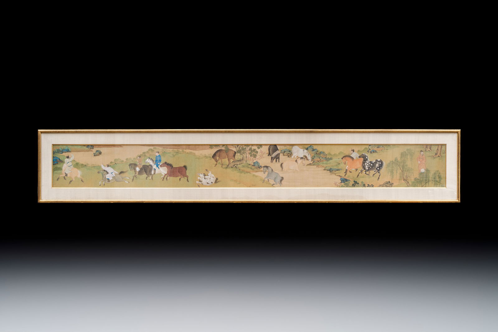 Chinese school: 'Yu Ma Tu', ink and colour on silk, 19th C. (1 of 2)