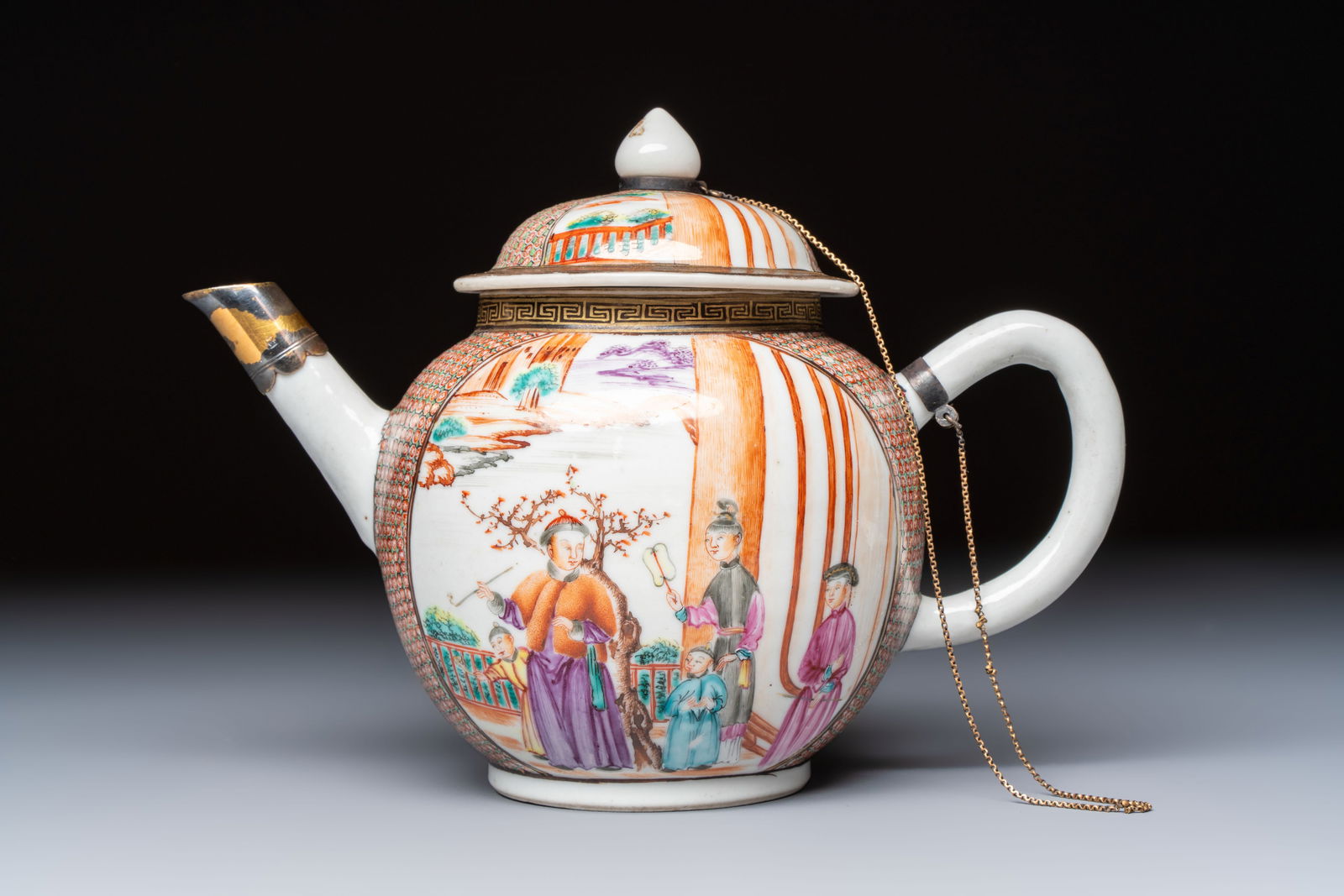 A Chinese Canton famille rose 'Mandarin Subject' teapot, Qianlong (1 of 7)