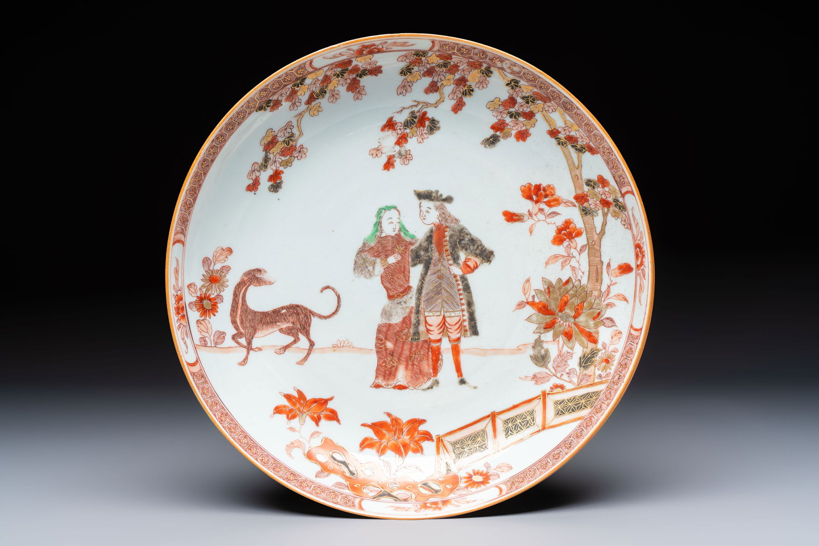 A Chinese verte-Imari 'Governor Duff' dish, Yongzheng, ca. 1725-1730 (1 of 2)