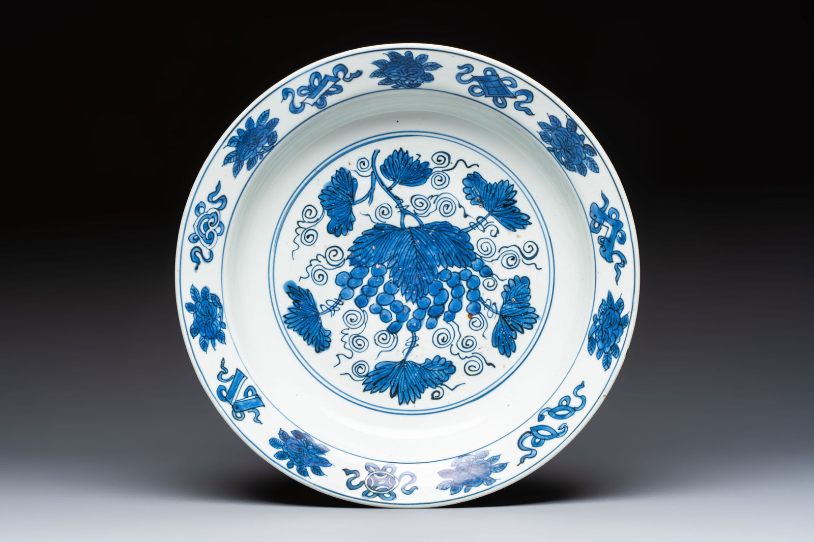 A Chinese blue and white 'Grape' dish, Jiajing (1 of 2)
