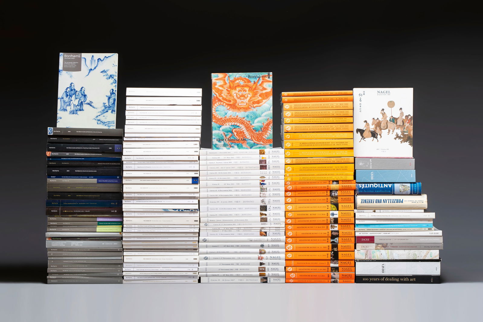 A large collection of 145 auction catalogues and books on art, mostly Nagel and Bonhams, 1974-2023 (1 of 1)